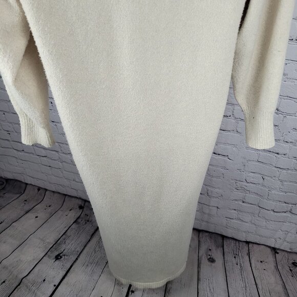 Free People Beige Plunge Long Sleeve Side Slits Maxi Sweater Dress Size Medium M - Picture 7 of 15